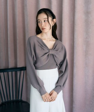 earth music&ecology 【WEB限定】リボンニットアンサンブル Mocha