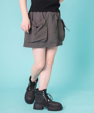 WEGO ドローコードナイロンミニスカパン グレー