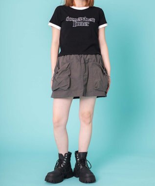 WEGO ドローコードナイロンミニスカパン グレー