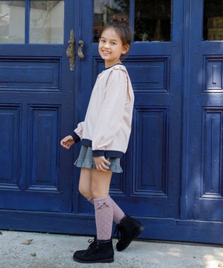 組曲 KIDS 【150-160㎝】リボンボーダー トップス ピンク系1