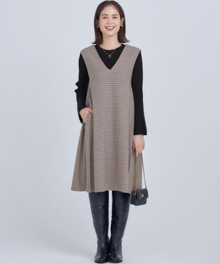 組曲 チドリツイル ジャンパーワンピース グレーブラウン系3