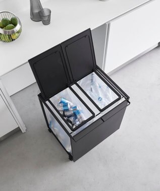 tower 蓋付き目隠し分別ダストワゴン タワー 45L 2分別 ブラック ブラック