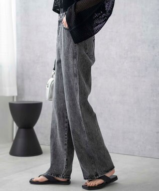 WEGO 【新色追加/美脚/XS～Lサイズ展開】ストレートデニムパンツ ブラックその他