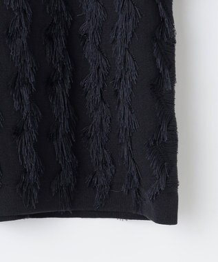 自由区 L 【洗える】カットジャガード ニット ネイビー