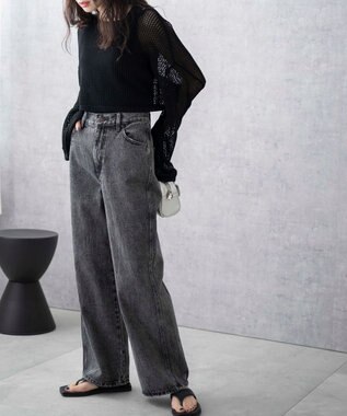 WEGO 【新色追加/美脚/XS～Lサイズ展開】ストレートデニムパンツ ブラックその他