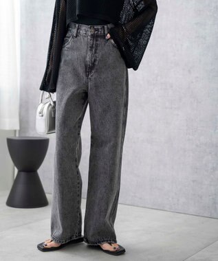 WEGO 【新色追加/美脚/XS～Lサイズ展開】ストレートデニムパンツ ブラックその他