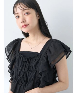 earth music&ecology フロッキードットフリルビスチェ Black