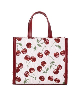 Maison de FLEUR チェリー柄ゴブラン２Ｗａｙスクエアトートバッグ Red