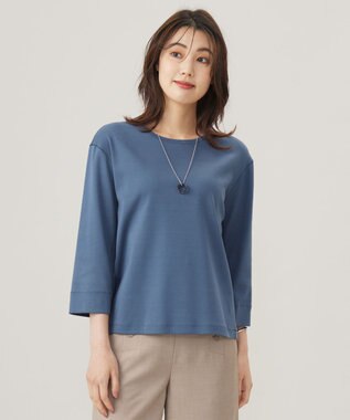 J.PRESS LADIES L フライスジャージー カットソー ダルブルー系