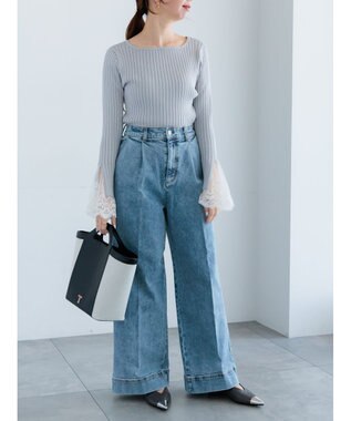 Te chichi ワイドデニムパンツ サックスブルー