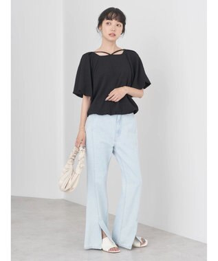 earth music&ecology バルーンスリーブプルオーバー Black