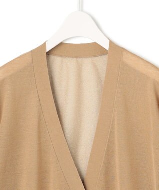 ICB L 【洗える】 マーセライズコットンシアー カーディガン チノベージュ×ゴールド系