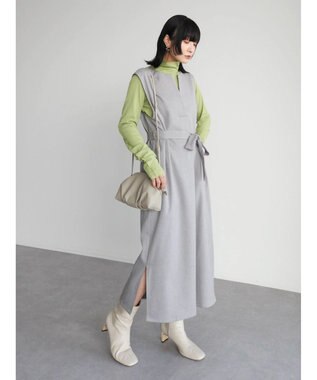 Green Parks ハイスペック共布リボン付ジャンスカ Gray Mixture