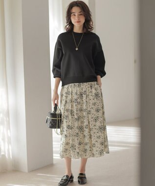 組曲 モザイクフラワープリント スカート アイボリー系5