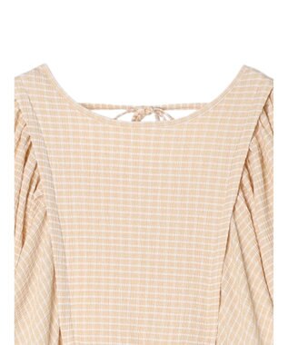 earth music&ecology ボリュームスリーブＣｈｅｃｋワンピース Beige