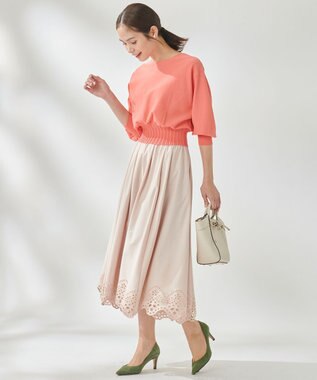 組曲 【洗える】ハイカウントジャージー フレアスカート ベージュ系