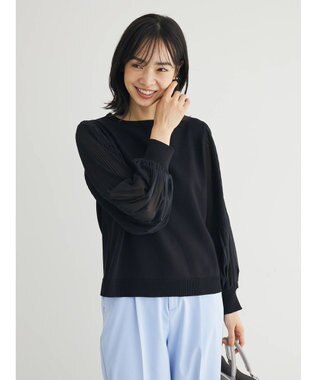 Green Parks プリーツ袖ニットプルオーバー Black