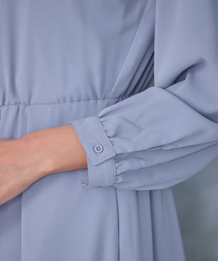 Tiaclasse 【洗える】タックパールワンピース ブルー