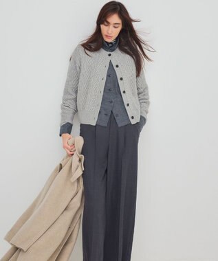 23区 【滝沢眞規子さん着用/VERY掲載/洗える】TWビエラ タック ワイド パンツ グレー系