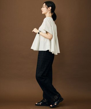 自由区 ブライトシアーシャンブレー ブラウス フラックス