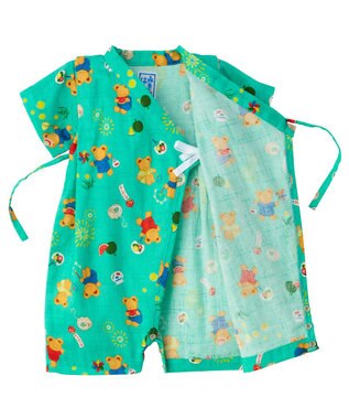 MIKI HOUSE HOT BISCUITS 【ミキハウス】【60-80cm】ミキハウスベア 甚平オール ストームグリーン