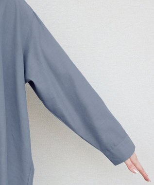 Tiaclasse 【洗える】リネンミックススキッパーシャツワンピース サックス