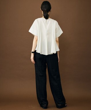 自由区 ブライトシアーシャンブレー ブラウス フラックス