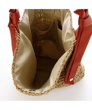 UNBILLION カシュカシュ cachecache / 下がりグログラン地柄編みトート カゴバッグ レッド