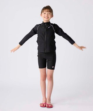 OP／FILA 【FILA】スタンドカラー長袖フルジップラッシュガード ブラック×パープル