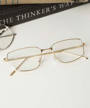 WEGO メタルフレームスクエアアイウェア ゴールド