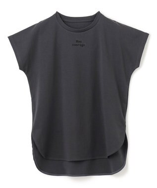 UNFILO BEAUTY FORM ロゴ刺繍フレンチスリーブTシャツ チャコール[ロゴ小]