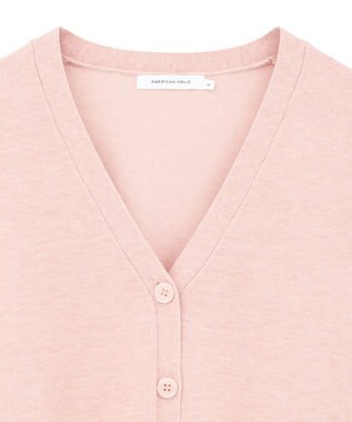 AMERICAN HOLIC 【WEB限定】バイパチVネックルーズカーディガン Pink