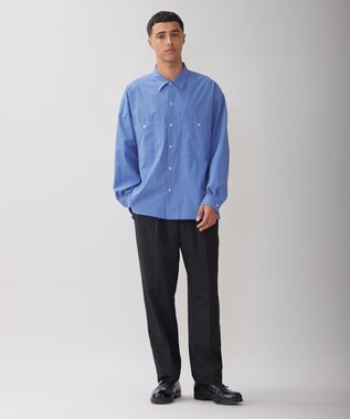 UNFILO MENS 【男女兼用】コンフォート カジュアル ワイドシャツ [24年秋冬商品] スモーキー ブルー
