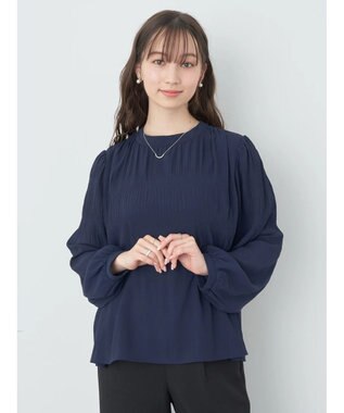 earth music&ecology マジョリカプリーツブラウス Navy