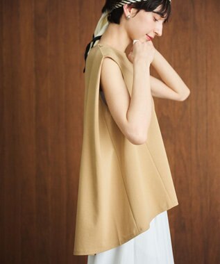 #Newans 【洗える】スクエアシルエットノースリーブカットソー ベージュ