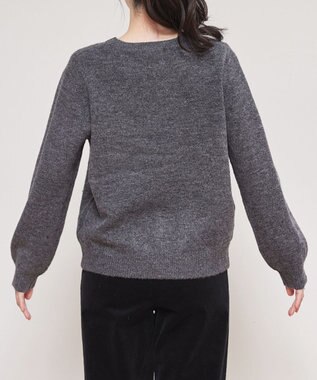 Tiaclasse ダイヤ柄パール付きニットプルオーバー グレー