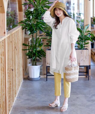 Tiaclasse 【洗える】リネンミックススキッパーシャツワンピース オフホワイト