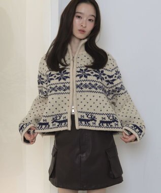 WEGO ノルディックZIPニット ホワイトアイボリー