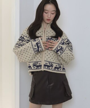 WEGO ノルディックZIPニット ホワイトアイボリー