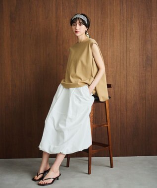 #Newans 【洗える】スクエアシルエットノースリーブカットソー ベージュ