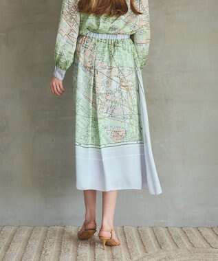 GRACE CONTINENTAL パリスカーフプリントスカート グレー