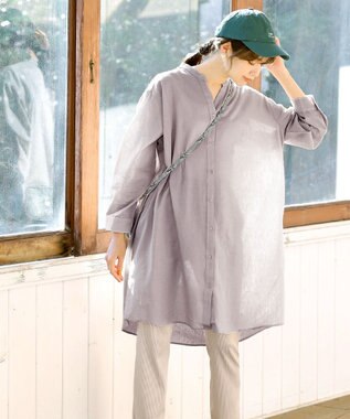 Tiaclasse 【洗える】リネンミックススキッパーシャツワンピース ベージュ