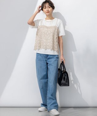 23区 【接触冷感】23区DENIM サマー ストレート ワイド パンツ スカイブルー系