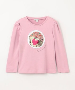 ANY KIDS ミラクルスパンコール長袖Tシャツ ピンク（オムライス×クマ）