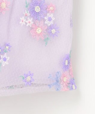 ANY KIDS フラワー刺繍ワンピース ラベンダー