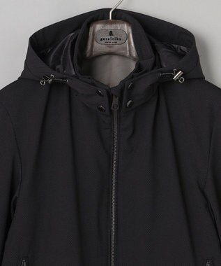 GOTAIRIKU 仕事で着られる【シワになりにくい/洗える/ストレッチ/吸水速乾】バブルテック フーデッドブルゾン ブラック系