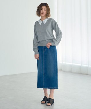 YECCA VECCA ハイウエストデニムスカート Indigo