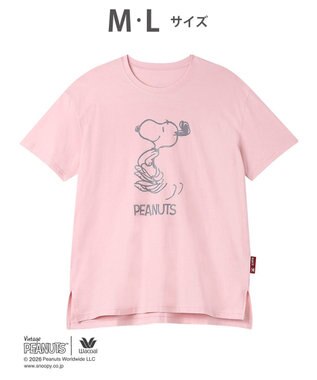 WACOAL PEANUTS トップス 4分袖 Tシャツ 綿100%(本体) スヌーピー レディース FTT168 /ワコール