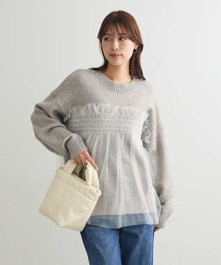 Green Parks ・ＡＮＤＳＥＡＲＣＨ　チュールレイヤードニット Light Gray