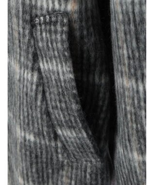 Green Parks コクーンシルエットチェックシャギーコート Black